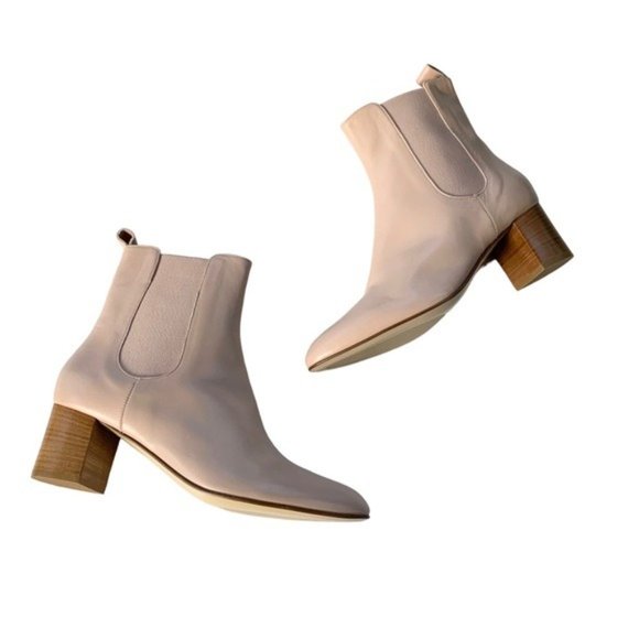 NWT Kahmune Mila Leather Ankle Boot Bootie Light Pink Beige Size 8.5/9 - Picture 3 of 12